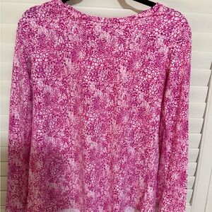 IBKUL Elegant Pink Patterned Long Sleeve Women's Top